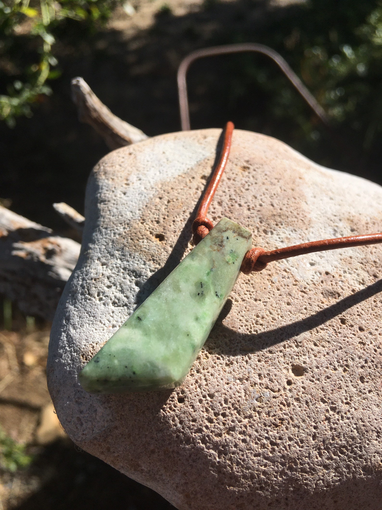 Northern California Eel River Jade and Leather Necklace | Etsy
