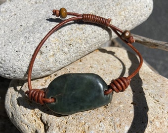 Big Sur Jade and Leather Bracelet