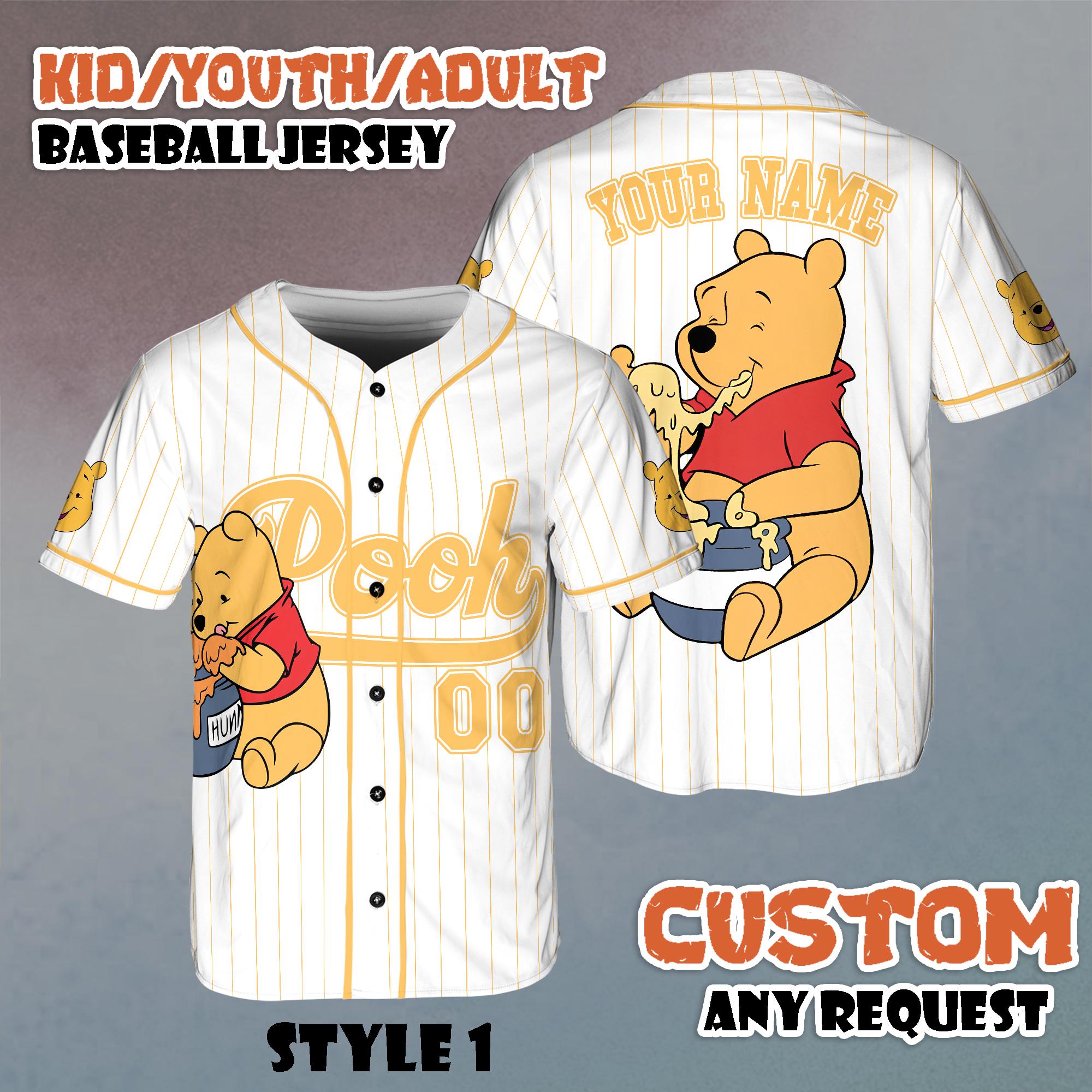 Discover Custom Winnie the Pooh Baseball Jersey, Disneyland Trip Shirt, Pooh Fan Apparel