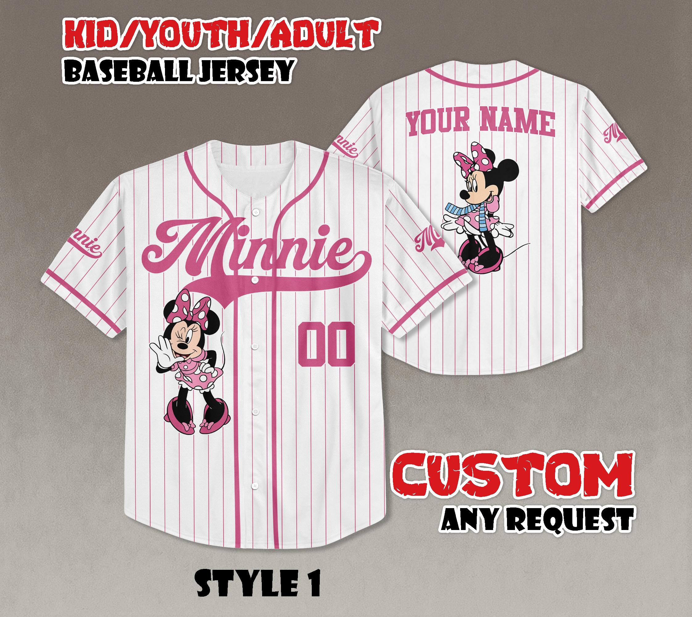Discover Custom Minnie Mouse Baseball Jersey, Disneyland Matching Outfit