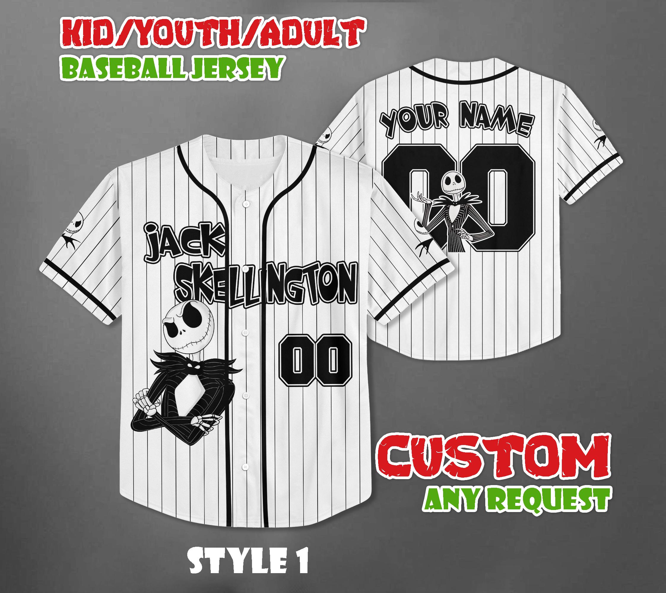Discover Custom Jack Skellington Baseball jersey, The Nightmare Before Christmas Shirt