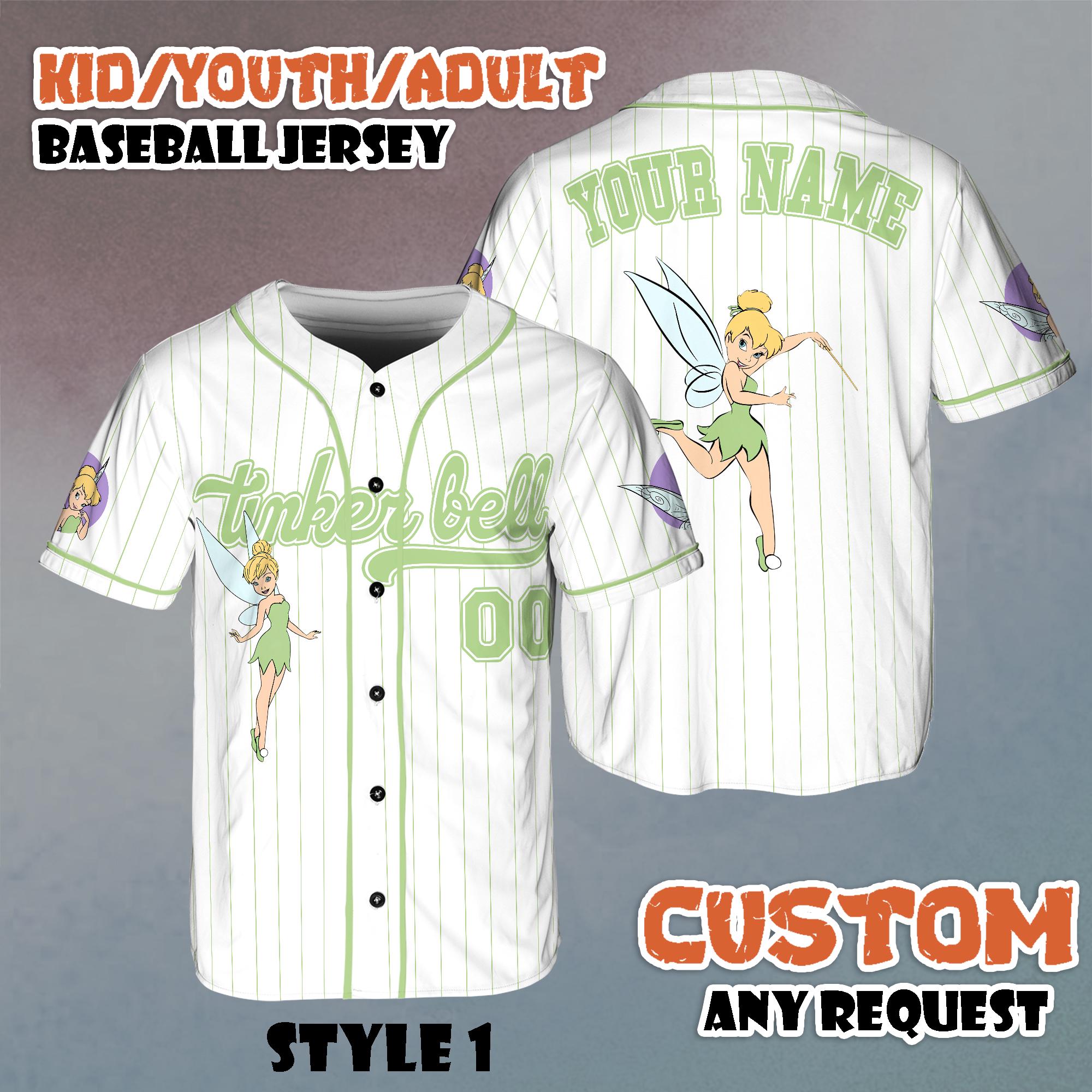 Discover Custom Tinker Bell St Patrick's Day Baseball Jersey, Disney Peter Pan Jersey Shirt