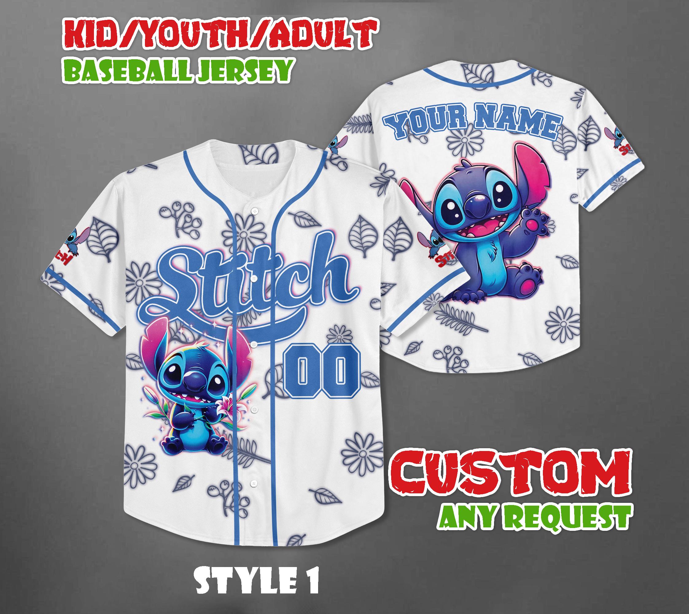 Discover Personalized Stitch Neon Baseball Jersey, Disneyland Baseball Team, Magic Kingdom Tee