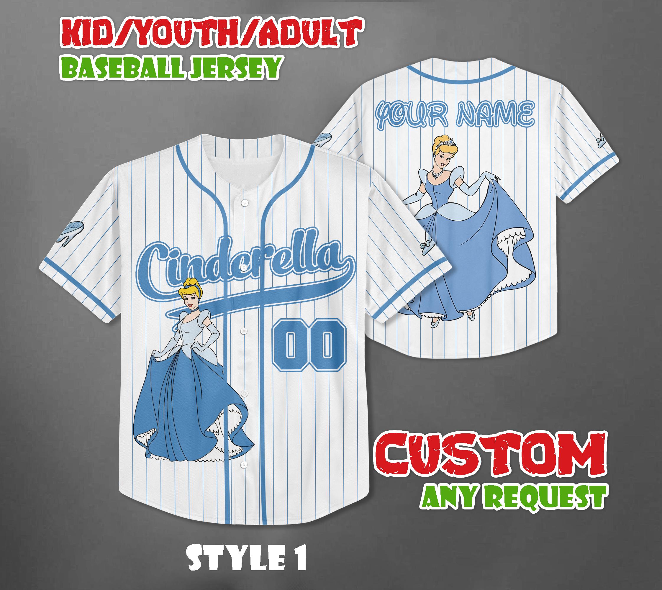 Discover Custom Cinde Princess Baseball Jersey, Walt Disneyworld Princess Shirt