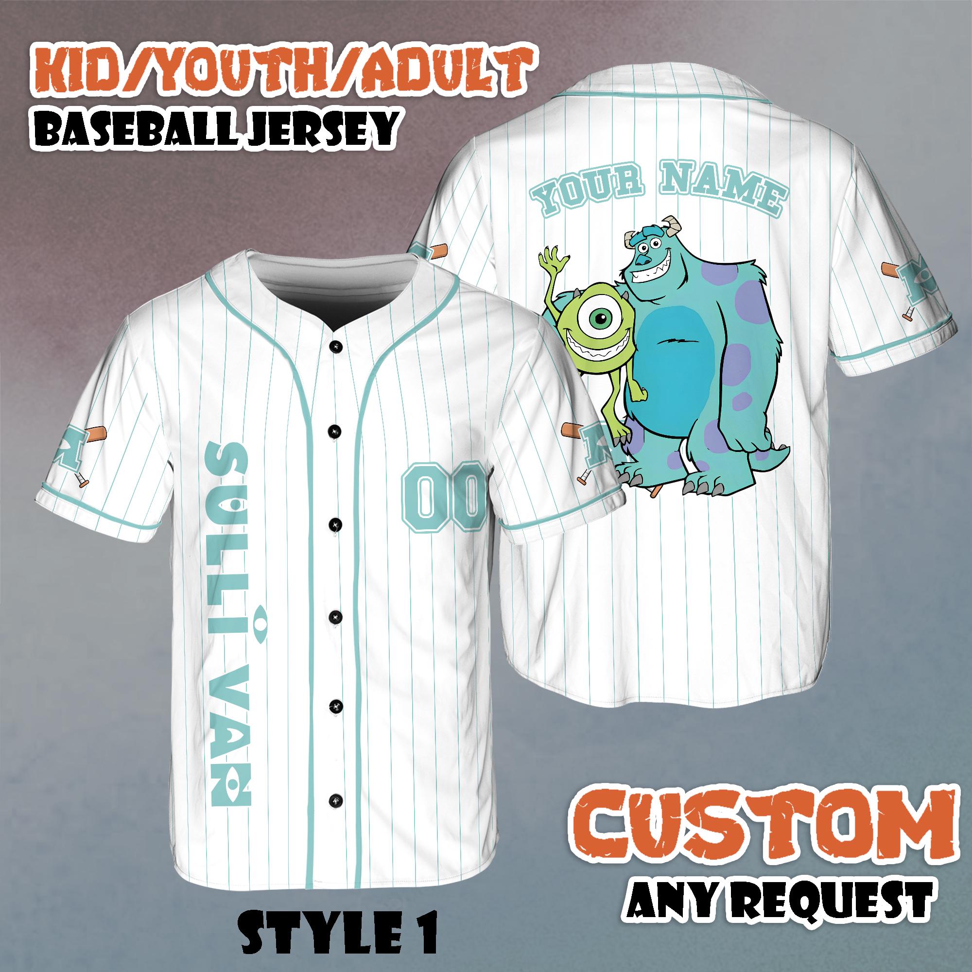Discover Custom Disney Monster Inc James Sullivan Baseball Jersey, Disney Monster Inc Shirt, Disney Matching Trip Outfit