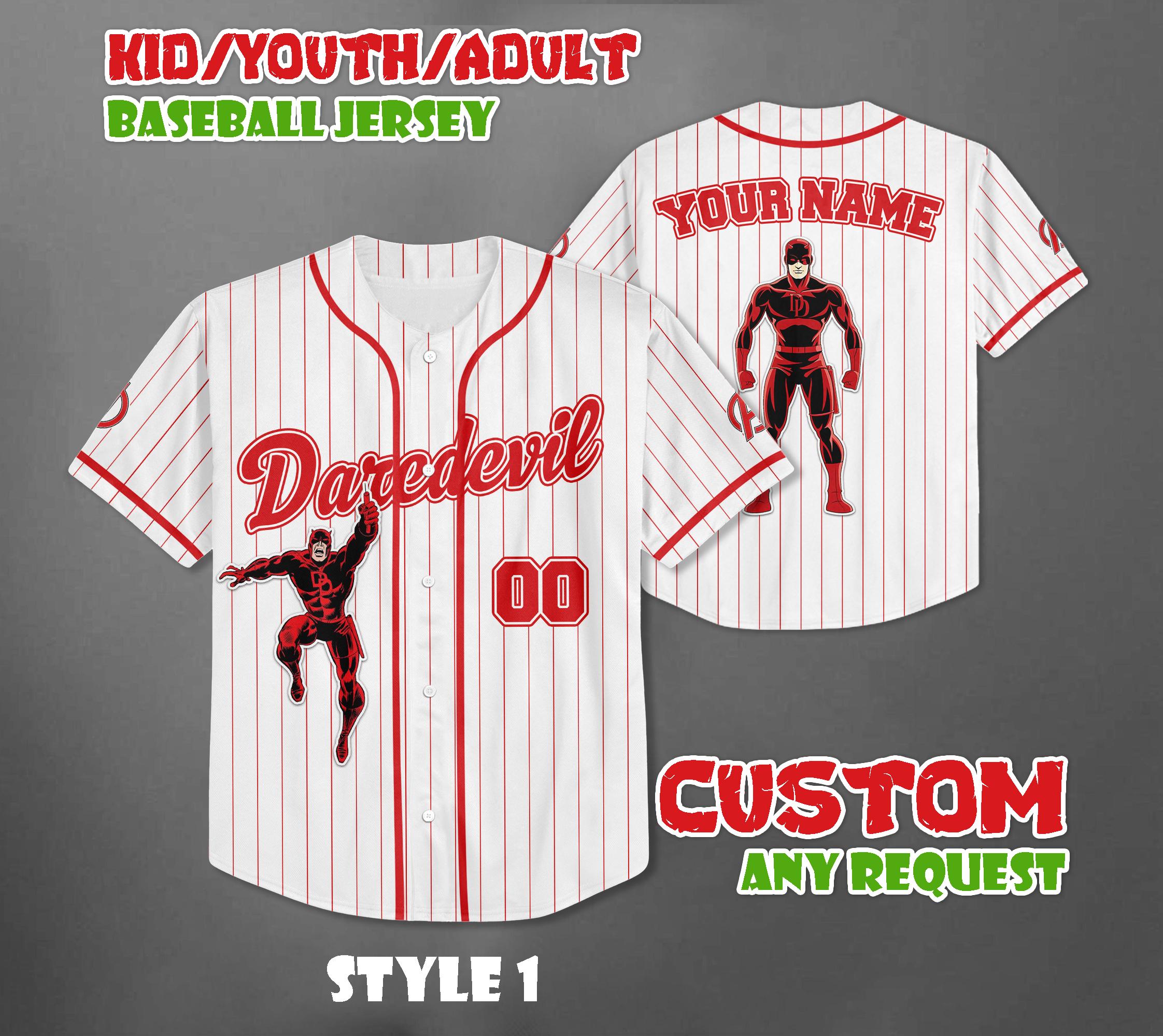 Discover Custom Daredevil Baseball Jersey, Disney Marvel Baseball Team Outfit