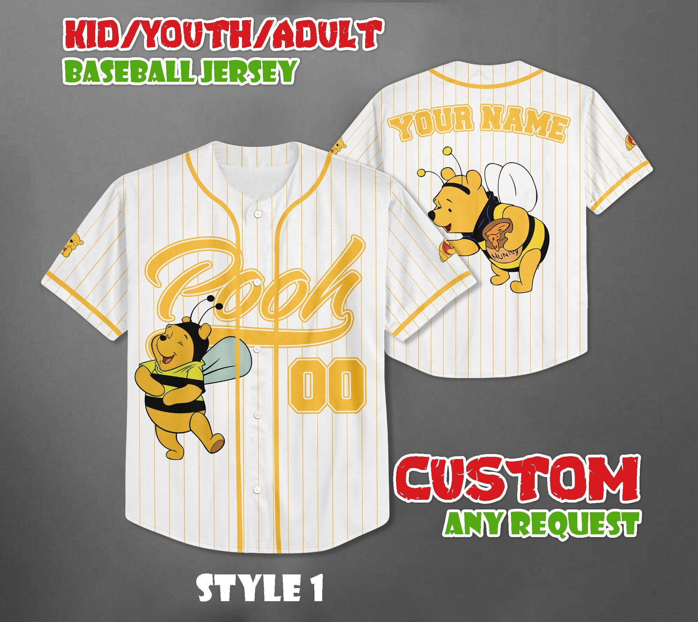 Discover Custom Winnie the Pooh Baseball Jersey: Disneyland Trip Shirt
