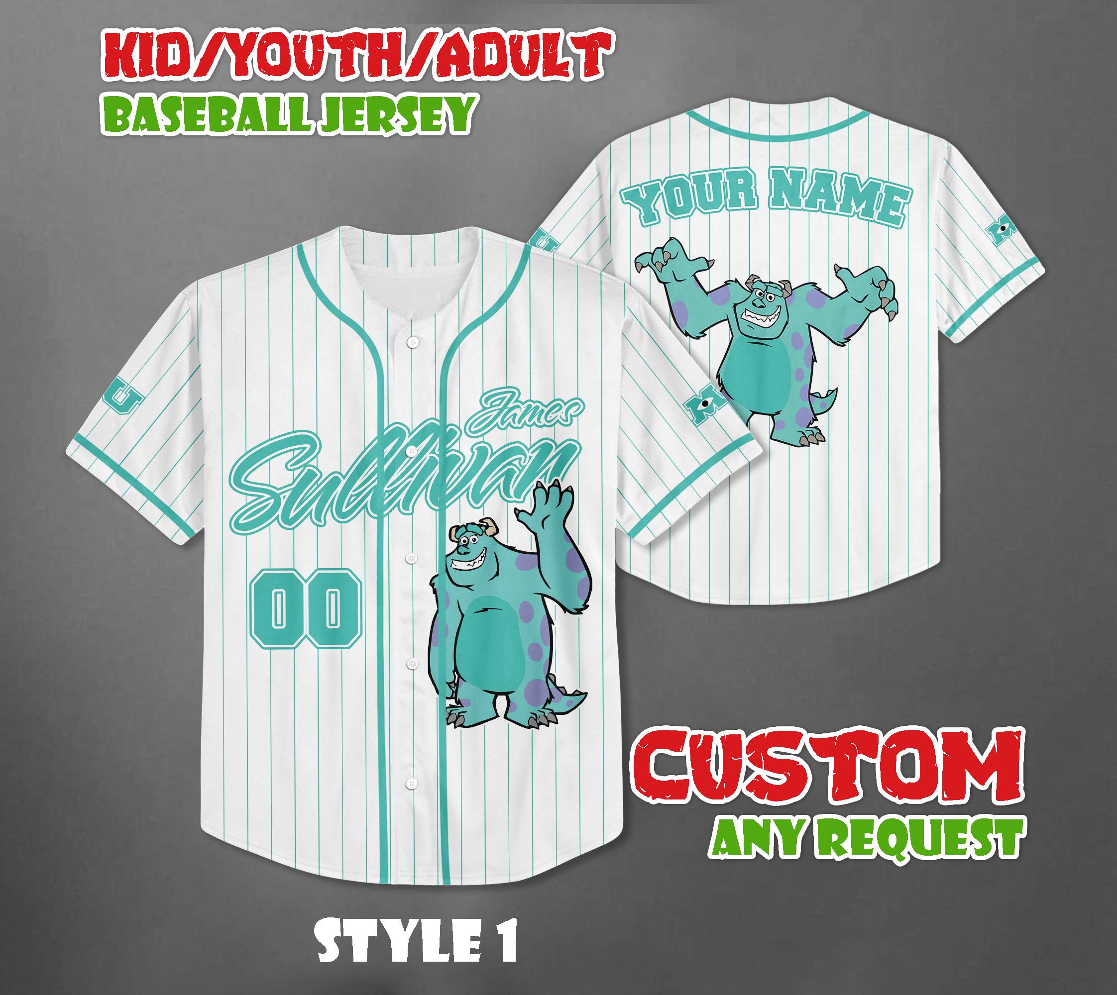 Discover Custom Disney Monster Inc James Sullivan Baseball Jersey, Disney Matching Trip Outfit