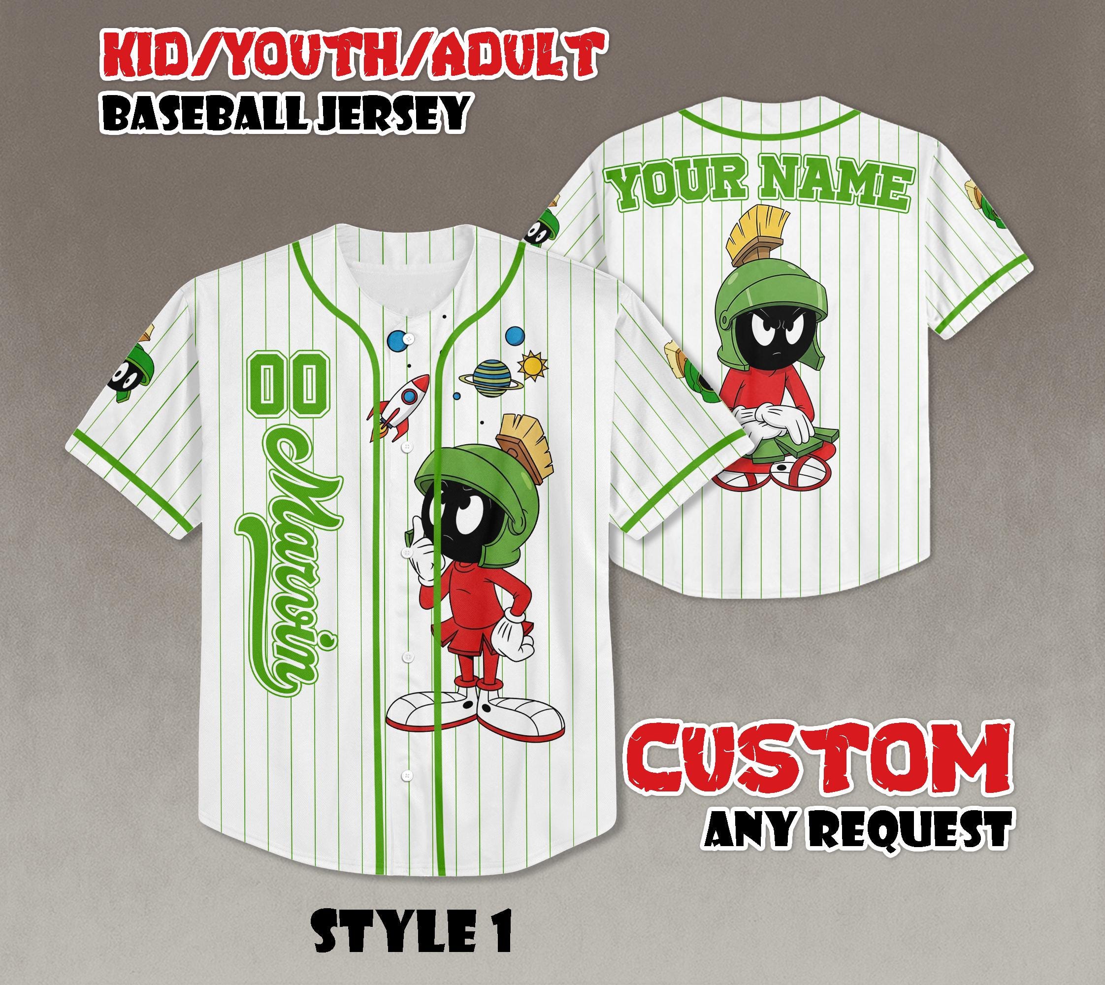 Discover Personalized Marvin the Martian Baseball Jersey, Looney Tunes Shirt