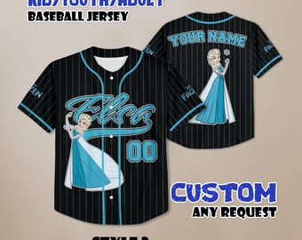 Custom Elsa Baseball Jersey, Frozen Princess Jersey Shirt, Disney Matching Trip Outfit