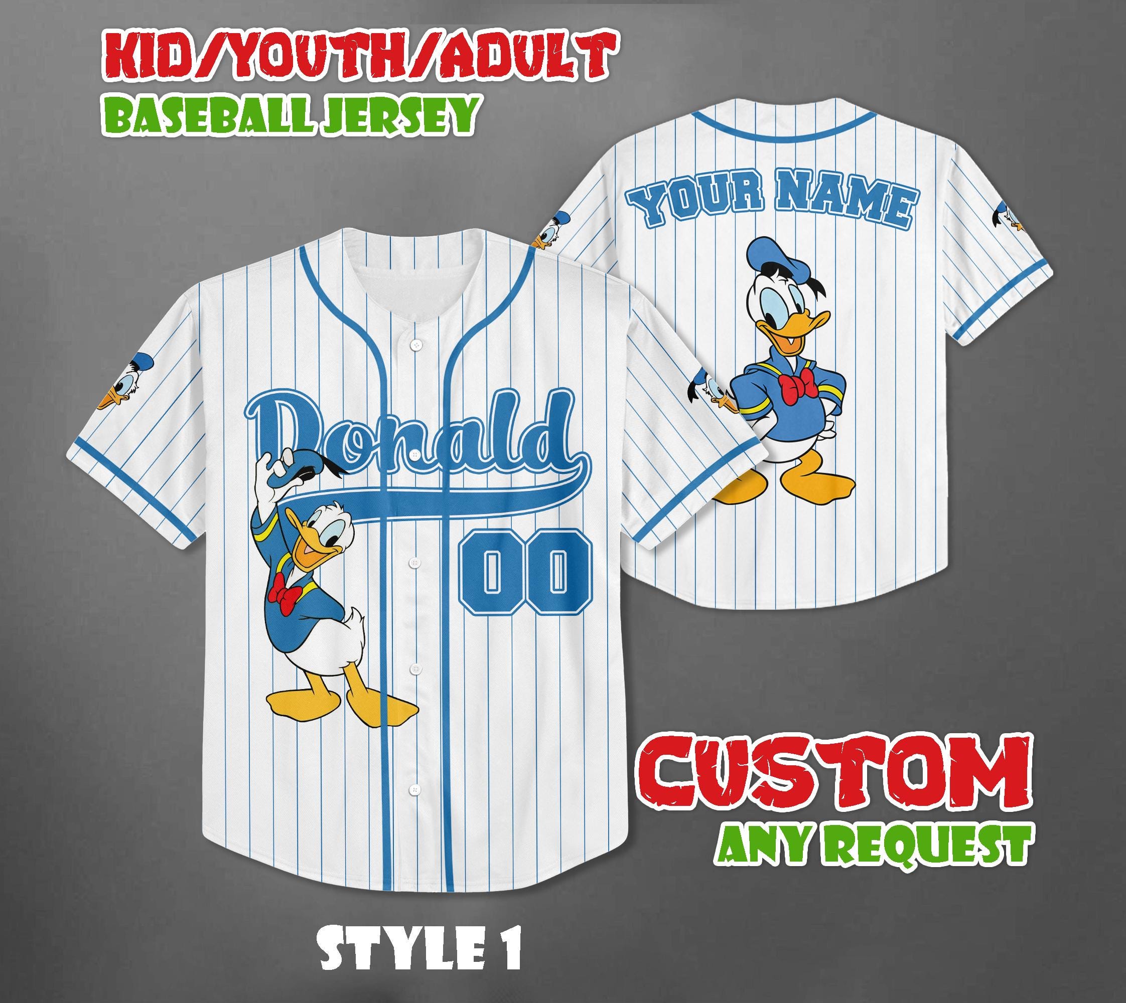 Discover Custom Disney Donald Duck Collection Baseball Jersey, Disneyland Baseball Team Matching Outfit
