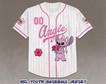 Personalized Disney Stitch Angel Baseball Jersey, Custom Disney Lilo and Stitch Angel Baseball, Disneyland Baseball Team, Magic Kingdom Tee