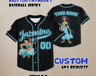Benutzerdefinierte Jasmine Baseball Jersey, 1001 Nacht Baseball Shirt, Disney Matching Outfit