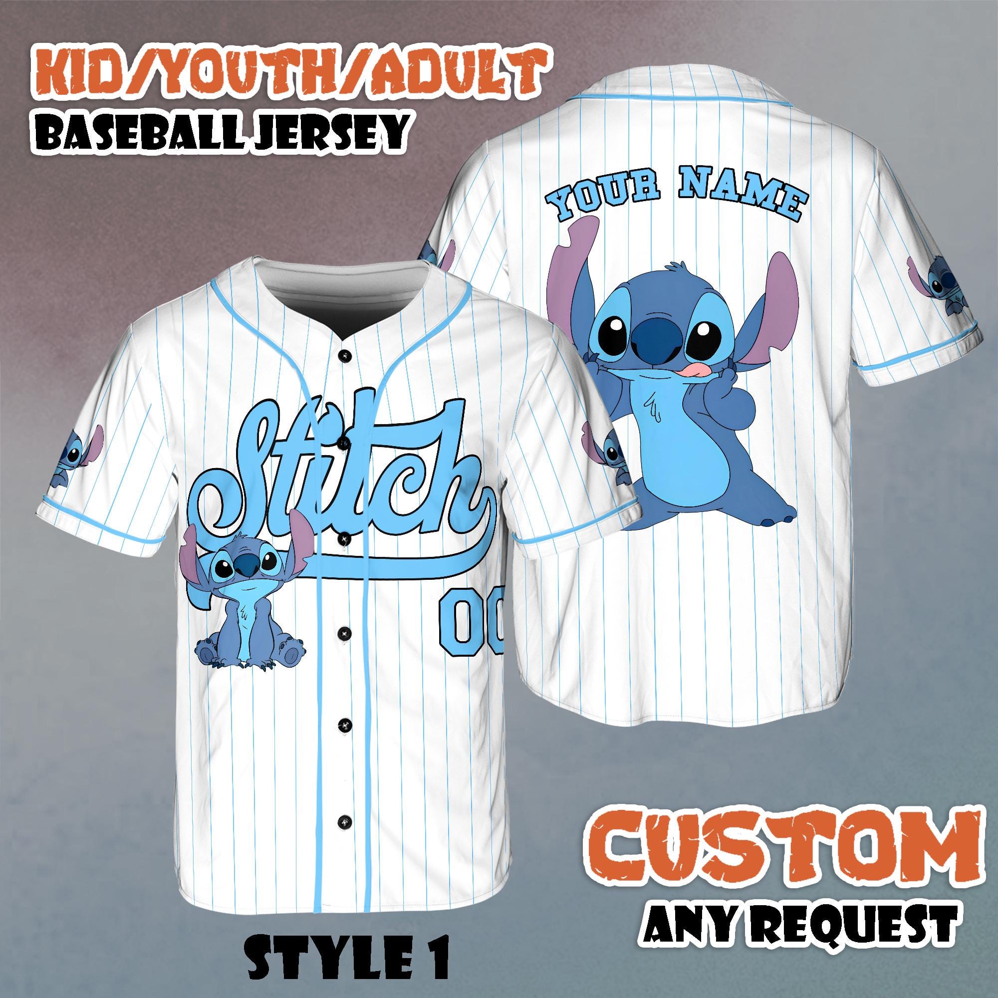 Discover Personalized Stitch Baseball Jersey, Custom Disney Lilo and Stitch Team Tee