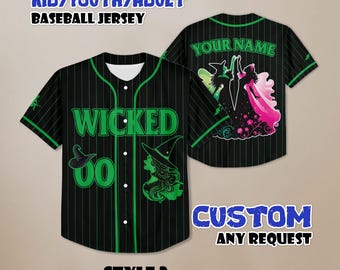 Maglia da baseball Wicked personalizzata, maglia Elphaba e Glinda