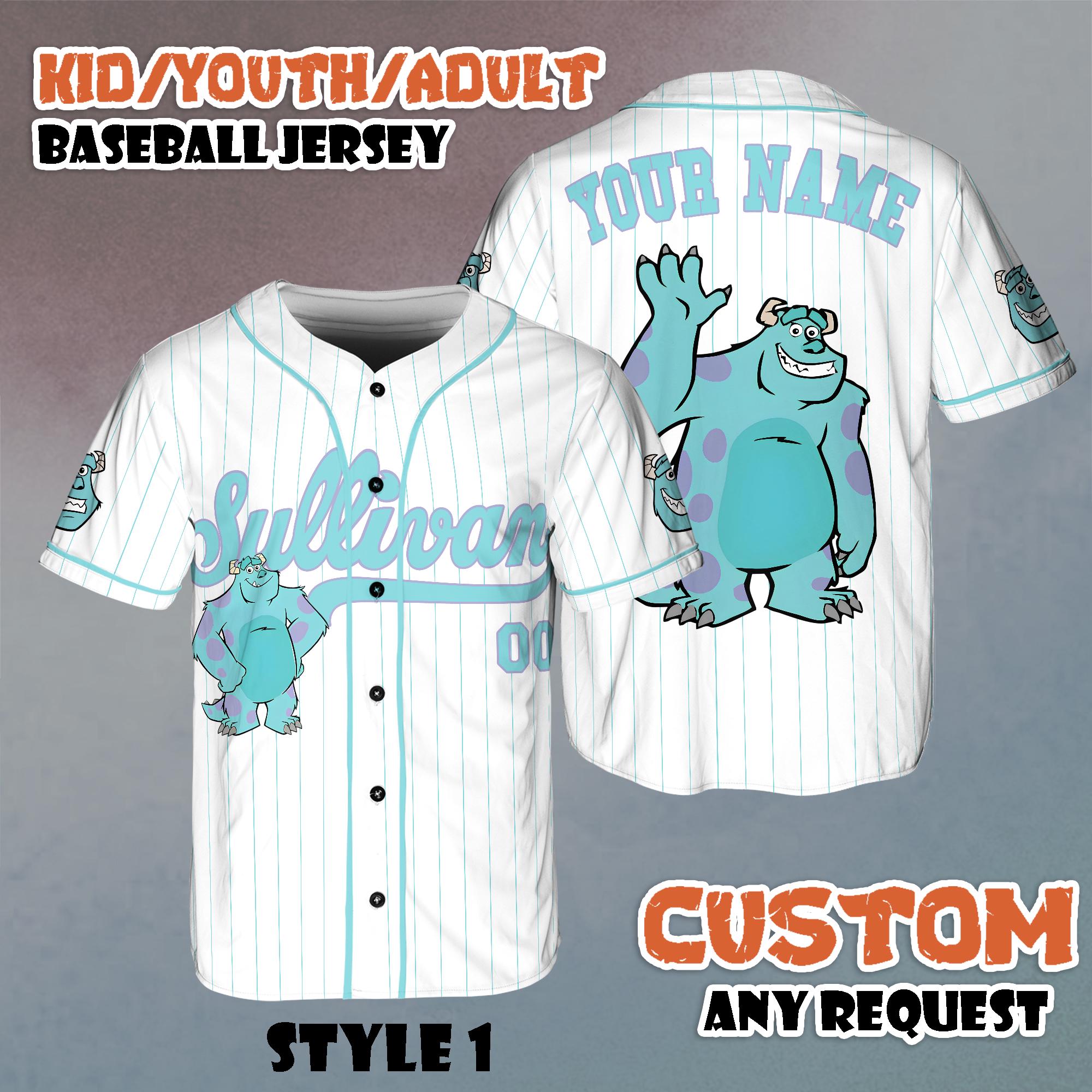 Discover Custom Disney Monster Inc James Sullivan Baseball Jersey, Disney Monster Inc Shirt, Disney Matching Trip Outfit