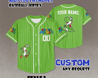 Op maat gemaakt Yoshi-honkbalshirt, Super Mario-shirt voor het hele gezin