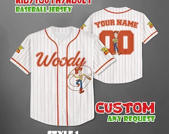 Custom Disney Toy Story Woody Baseball Jersey, Disney Pixar Shirt
