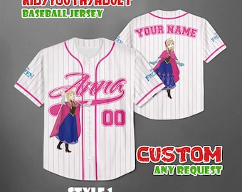 Custom Anna Baseball Jersey, Frozen Princess Jersey Shirt, Disney Matching Trip Outfit