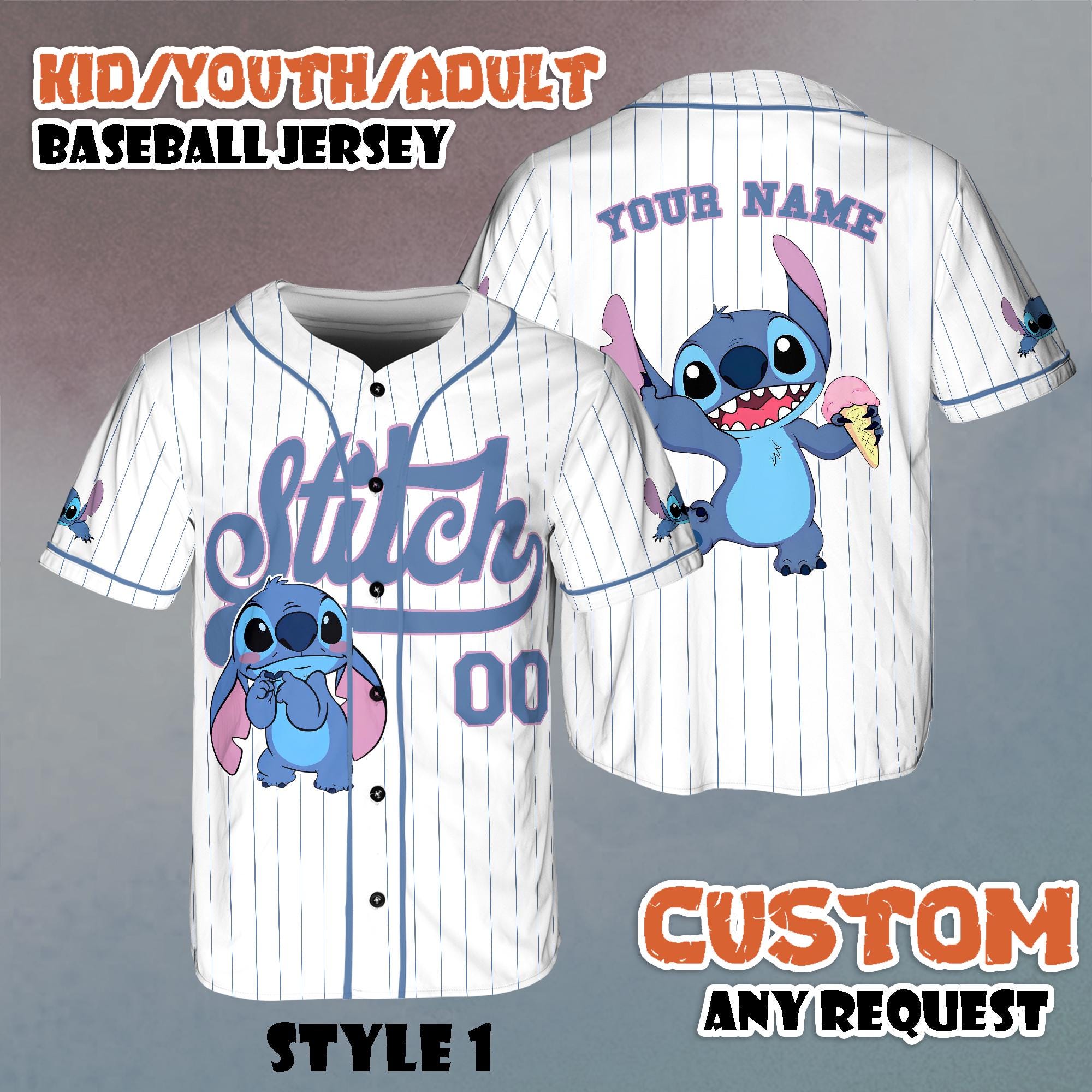 Discover Personalized Disney Stitch Baseball Jersey, Disney Lilo and Stitch Angel Baseball, Disneyland Baseball Team, Magic Kingdom Tee