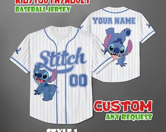 Personalized Disney Stitch Baseball Jersey, Disneyland Baseball Team, Magic Kingdom Tee