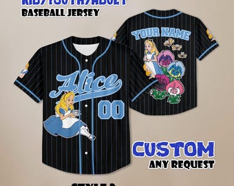Aangepaste honkbaljersey Alice in Wonderland, cadeau liefhebbers Doornroosje, bijpassende reisoutfit Disney