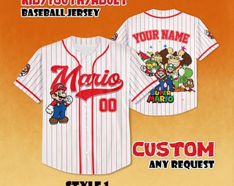 Camiseta de béisbol personalizada de Super Mario, camisa familiar a juego