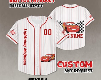 Personalized Cars Lightning Mcqueen Baseball Jersey, Custom Lightning Mcqueen Jersey, Disney Cars Baseball Team Outfit, Cars Cartoon Gift