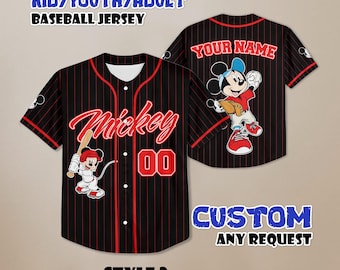 Custom Mickey Mouse Baseball Jersey, Disney Mickey and Friends Shirt