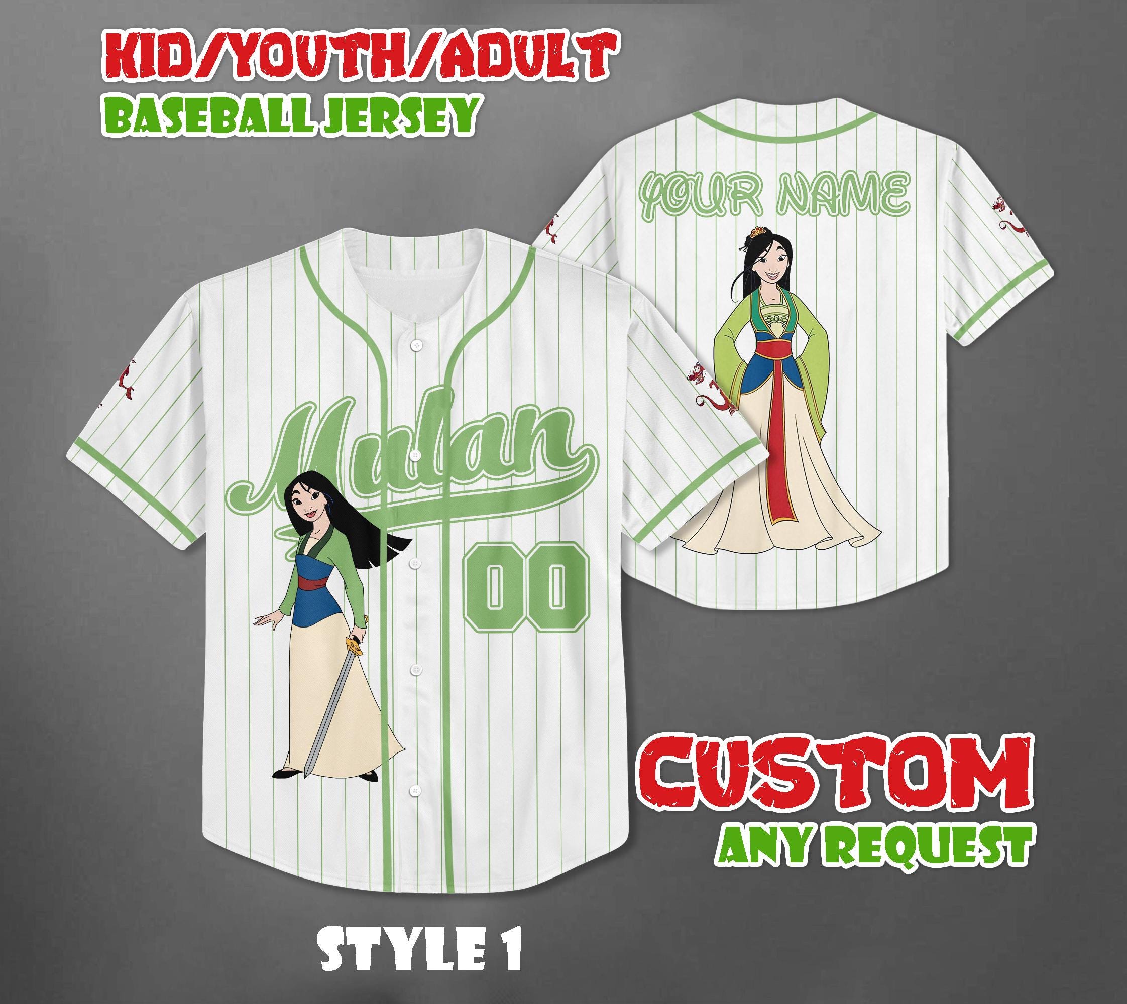 Discover Custom Princess Mulan Baseball Jersey, Disney Matching Trip Outfit