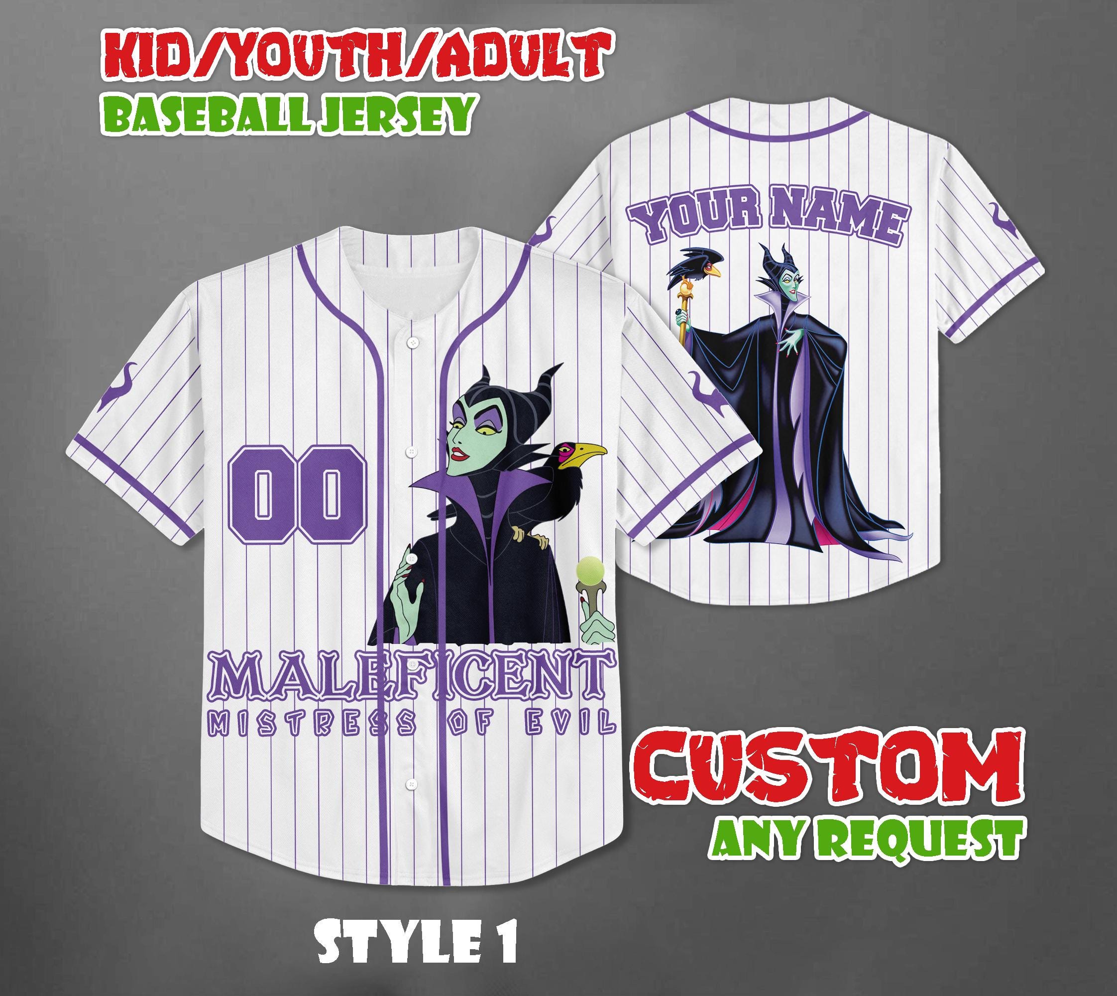Discover Custom Maleficent Baseball Jersey, Mistress Of Evil Shirt, Bad Witch Shirt