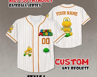Camiseta de béisbol personalizada de Koopa, camiseta de viaje familiar de Super Mario