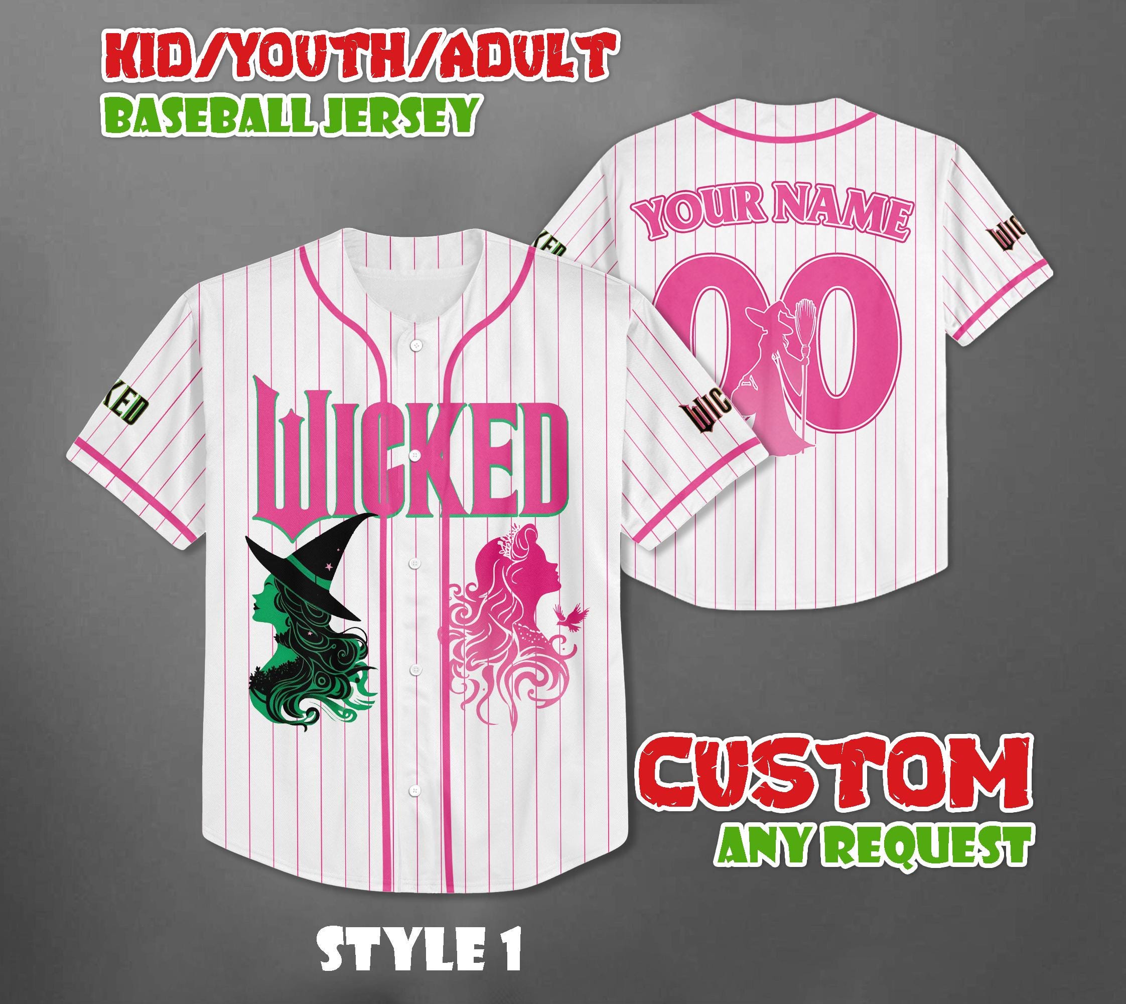Discover Custom Wicked Baseball Jersey, Elphaba and Glinda Jersey