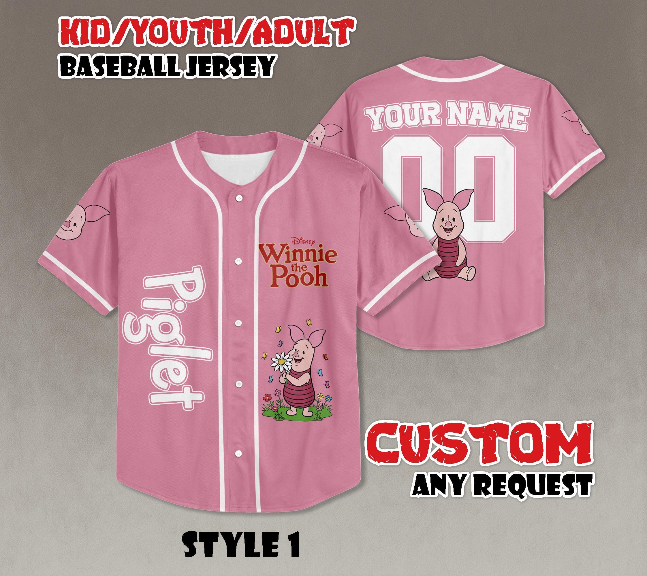 Discover Custom Piglet Baseball Jersey, Winnie the Pooh Fan Gift