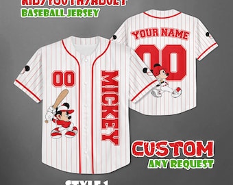 Custom Mickey Mouse Baseball Jersey, Disney Mickey and Friends Jersey