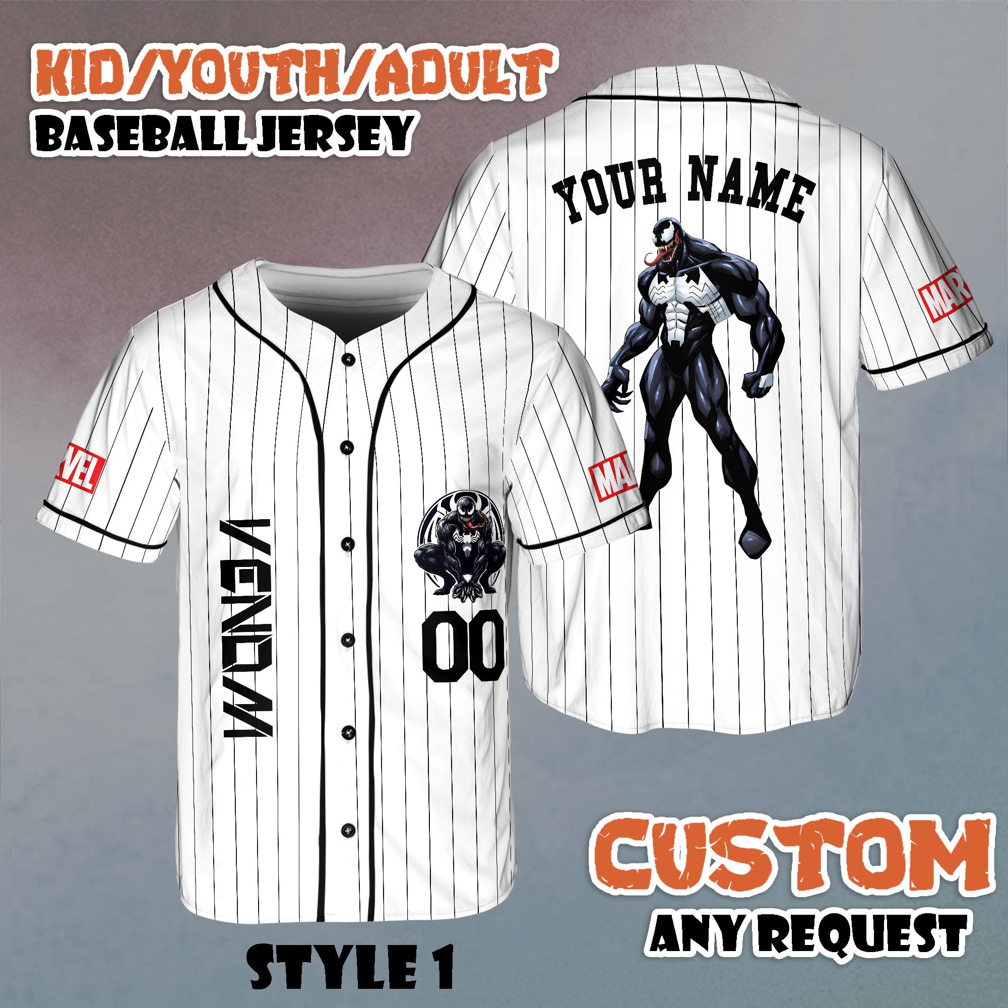 Discover Custom Venom Baseball Jersey, Marvel Avengers Villain Shirt, Disney Marvel Baseball Team