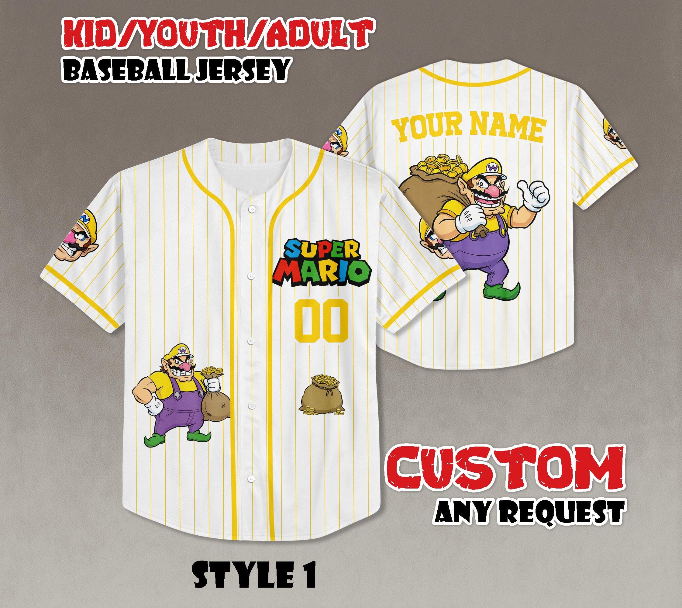 Discover Custom Super Mario Wario Baseball Jersey, Nintendo Fan Outfit