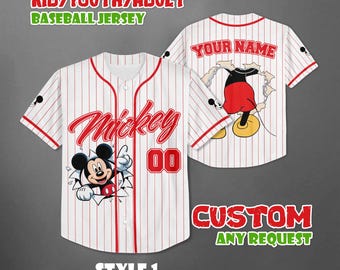 Custom Mickey Mouse Baseball Jersey, Disney Mickey and Friends Jersey