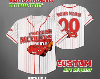 Personalized Cars Lightning Mcqueen Baseball Jersey, Disney Cars Baseball Team Outfit