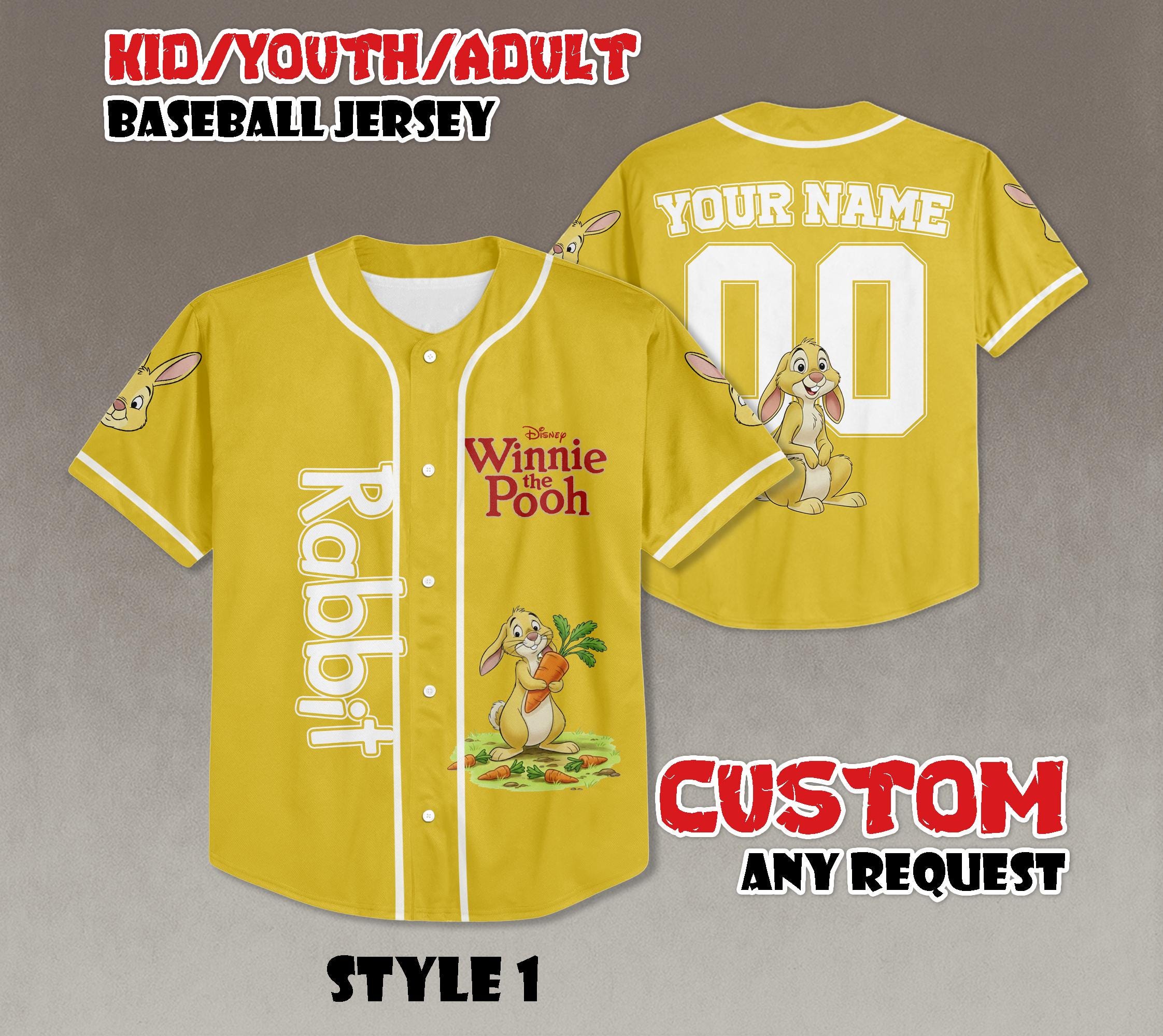 Discover Custom Winnie the Pooh Rabbit Baseball Jersey, Rabbit Disney Outfit, Matching Family Jersey, Disneyland Trip Gift