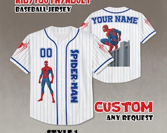 Personalizowana koszulka baseballowa z niesamowitym Spider-Manem, spersonalizowana koszulka Spider-Mana, prezent dla fanów Disneya, pasujące stroje rodzinne