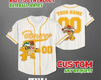 Camiseta de béisbol personalizada de Super Mario Bowser para viajes familiares