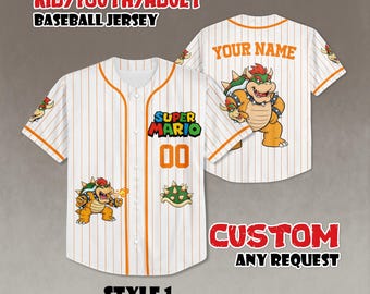 Camiseta de béisbol personalizada de Super Mario Bowser para viajes familiares