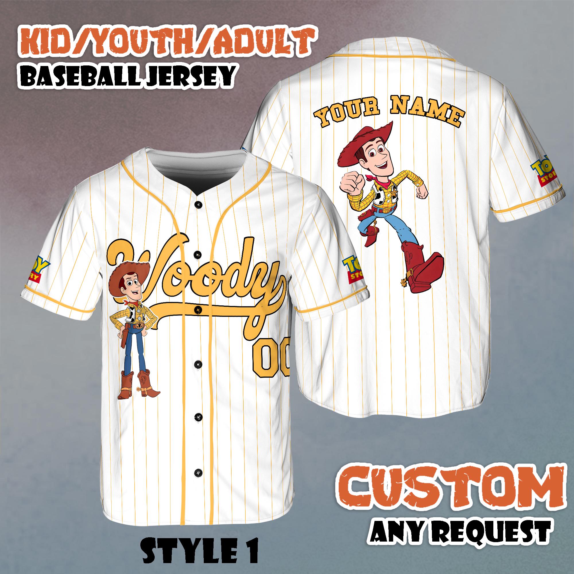 Discover Custom Woody Toy Story Baseball Jersey, Kid Youth Adult Fan Apparel