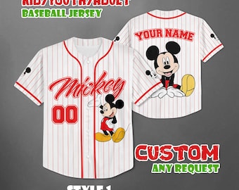 Custom Mickey Mouse Baseball Jersey, Disney Mickey and Friends Shirt