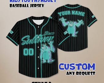 Kundenspezifisches Disney Monster Inc James Sullivan Baseballtrikot, Disney passendes Reiseoutfit