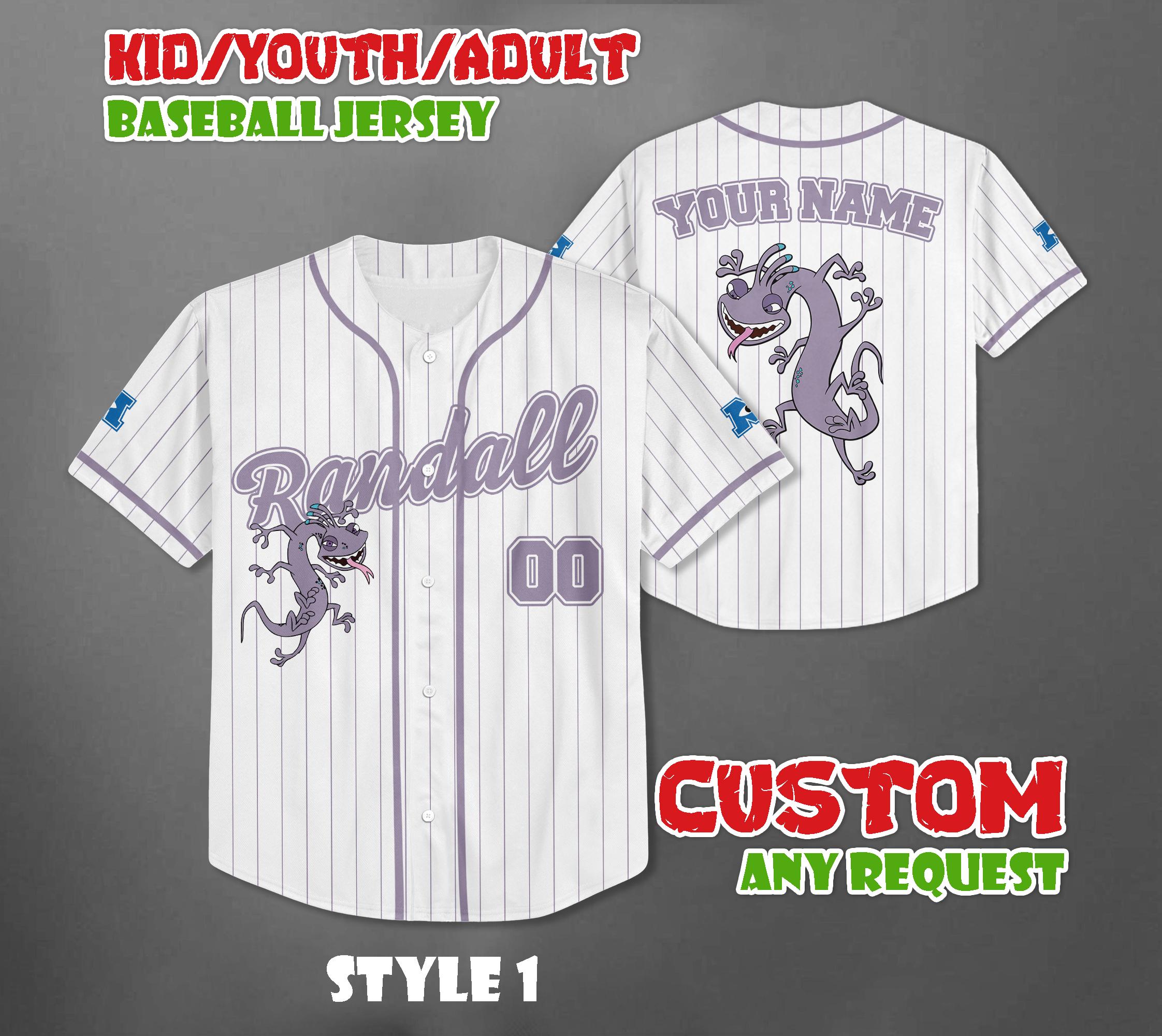 Discover Custom Disney Monster Inc Randall Baseball Jersey, Disney Matching Trip Outfit