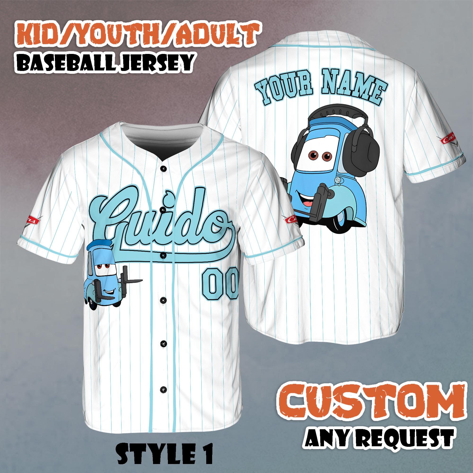 Discover Personalized Guido Cars Baseball Jersey, Custom Adult Kid Youth Baseball Jersey Collection Choose Style, Disney Outfit