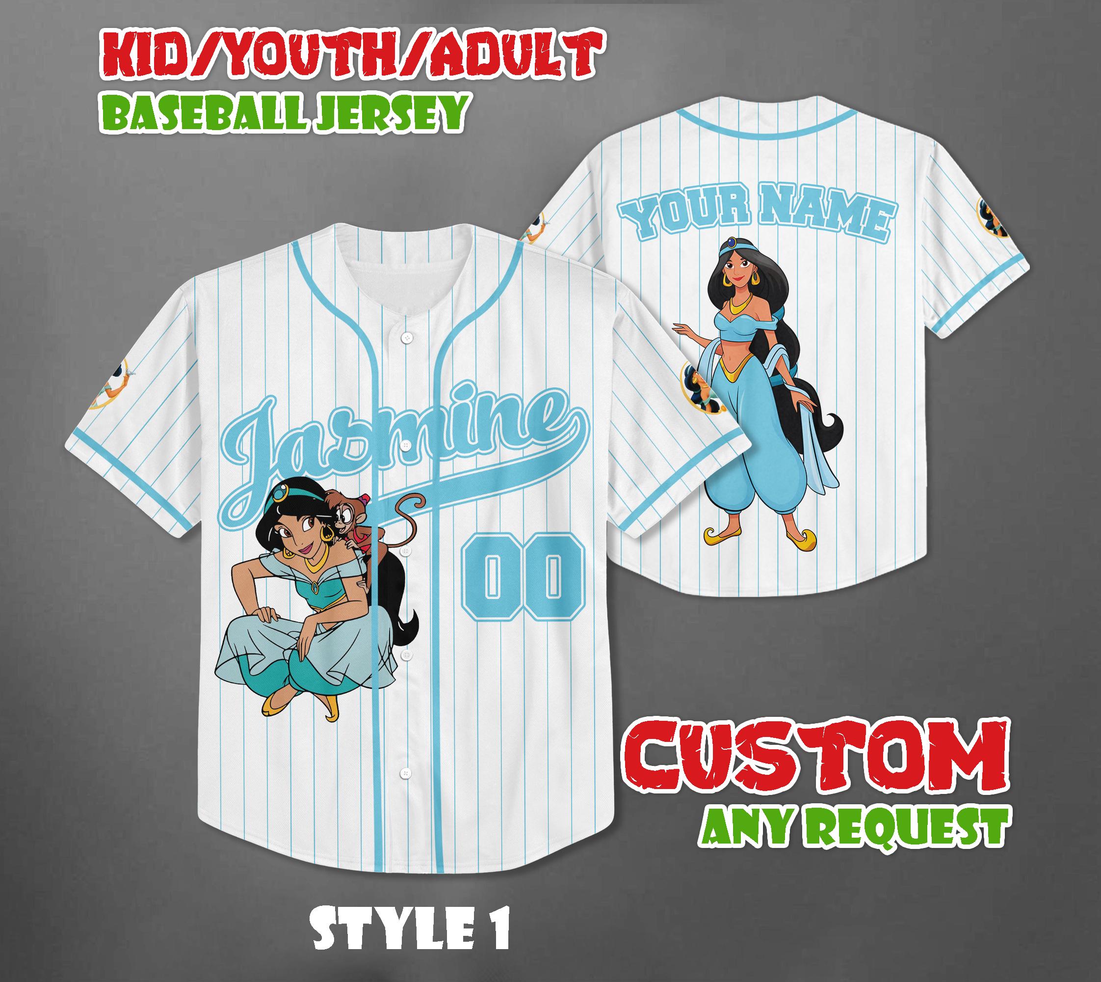 Discover Custom Jasmine Baseball Jersey, Arabian Nights Baseball Shirt, Disney Matching Trip Outfit