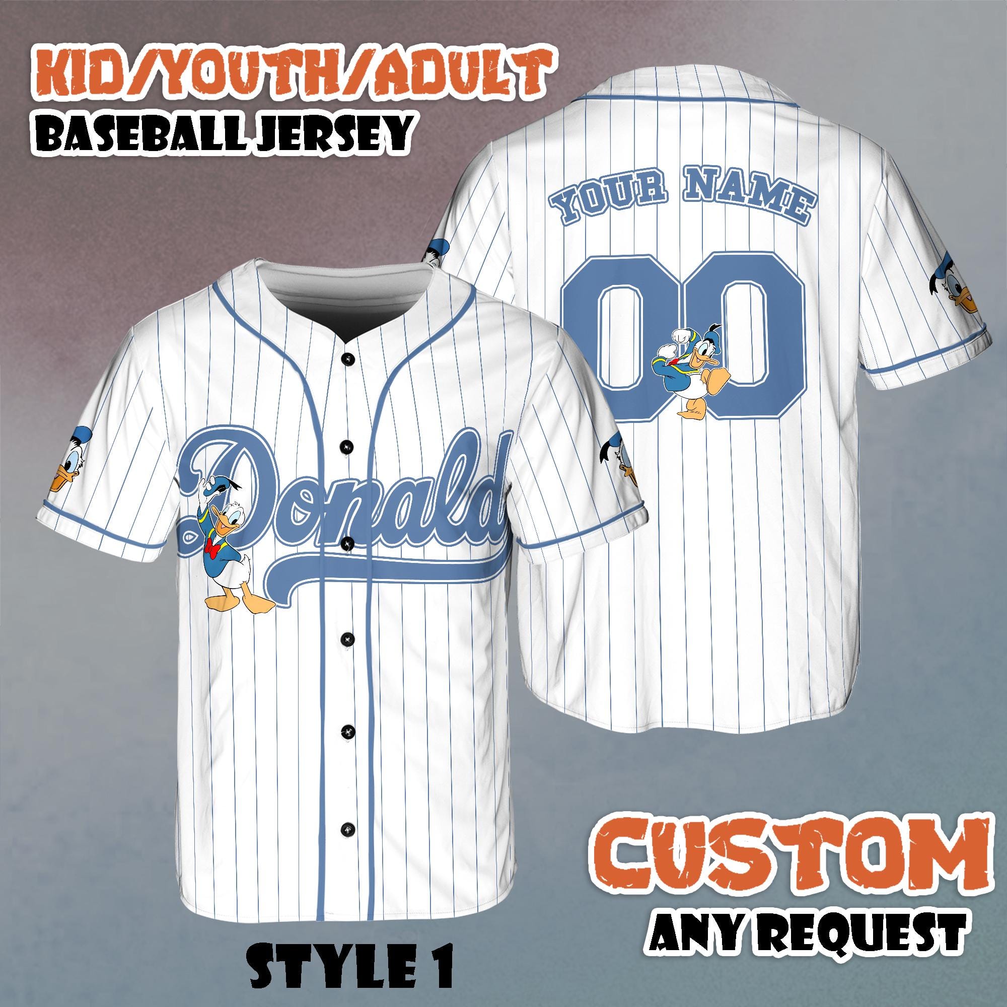 Discover Custom Disney Donald Duck Collection Baseball Jersey, Disneyland Baseball Team Matching Outfit